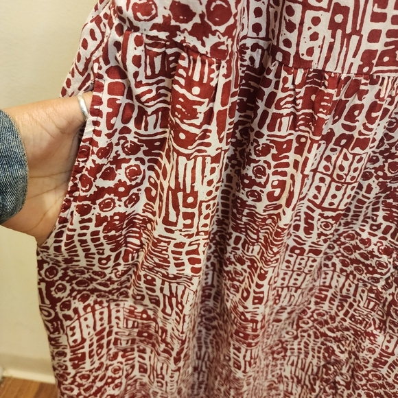 Women Within Chic Red and White Geometric Short Sleeves Maxi Dress Plus Size 3x - Picture 6 of 11